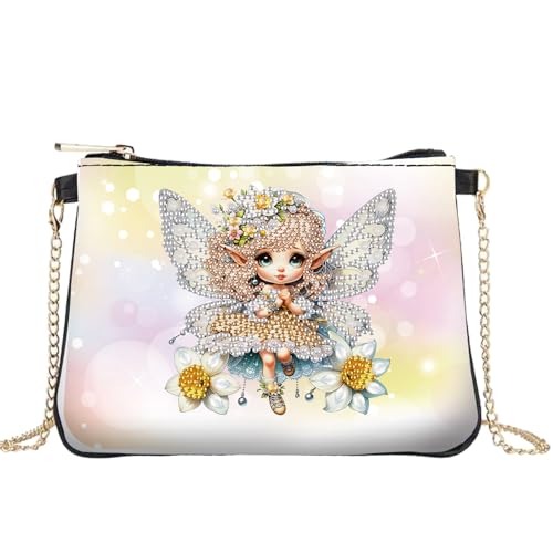 SHEGZHUC Diamond Painting Tasche Feen und Elfen Engel Diamant Painting Diamond Art Painting Tragetasche Stofftasche Kosmetiktasche Geldbörsen Handtasche für Mädchen Frauen Bastelset Geschenk von SHEGZHUC
