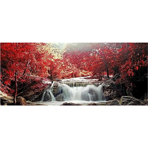 SHEGZHUC Diamond Painting Wasserfall 110x50 cm Diamond Painting Roter Ahorn Diamond Painting Erwachsene Wasserfall Malen nach Zahlen Wasserfall Diamant Painting Bilder Erwachsene Wald von SHEGZHUC