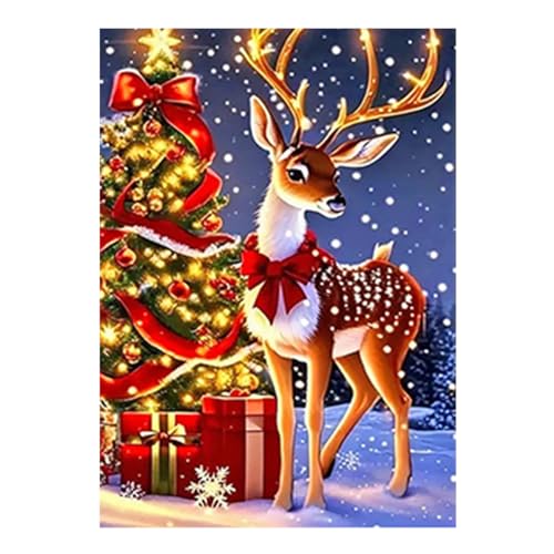 SHEGZHUC Diamond Painting Weihnachten 30x40cm Diamond Painting Weihnachtsbaum Elch Hirsch Reh Schnee Diamant Malerei Kunst Stickerei Kreuzstich Bilder Geschenk Wanddekoration von SHEGZHUC