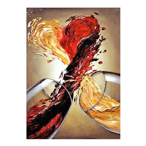 SHEGZHUC Diamond Painting Weinglas Champagner 40x50cm Diamond Painting Weingläser Diamant Painting Bilder Wein Malen nach Zahlen Diamond Painting Herz Liebe Love Craft Buddy Crystal Art Perlen Bilder von SHEGZHUC