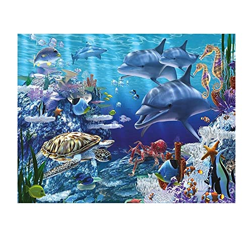 Square Diamond Painting Unterwasserwelt 50x40cm Square Diamond Painting Landschaft Meer Diamant Painting Viereckigen Steinen Delfin Diamond Painting Eckige Steine Schildkröte Mosaik Bastelset von SHEGZHUC
