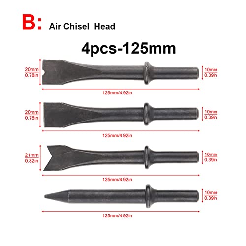 Drucklufthammer, 4 teile/los Lufthammer Kopf Luft Meißel Hartstahl Feste Schlaghammer Kopfstütze Pneumatische Werkzeug zum Klopfen/Rostentfernung(Air Chisel Head-4pcs) von SHEHUALI