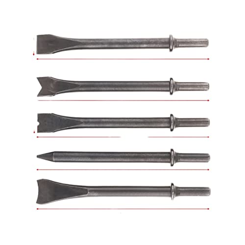 Drucklufthammer, 9150 120mm Professionelle Handpistole Gasschaufel Lufthammer Kleiner Rostentferner Schneiden Bohren Chipping Pneumatisches Werkzeug(5pcs Air Chisel) von SHEHUALI