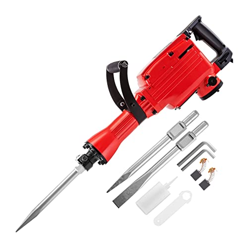 Drucklufthammer, Abbruch-Jack-Hammer 3800W Multifunktionaler Bohrhammer mit Kastenbeton, bahnbrechendem Elektrohammer-Werkzeug, Schlagbohrmaschine for Graben, Hacken, Brechen von Löchern(2 Chisels) von SHEHUALI