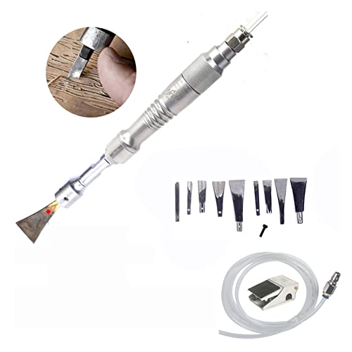 Drucklufthammer, Pneumatischer Holzbearbeitungsmeißel Holzbearbeitung Schnitzluftschaufel Flachmeißel Schnitzschaufel Pneumatische Schaufel Luftmeißel Fußschalter(WL-1529K10 SET) von SHEHUALI