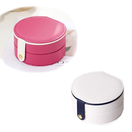 SHELFLOVER Reise-Schmuckschatulle, leicht zu transportieren, kleiner Schmuck-Organizer für Damen und Mädchen, PU-Leder, Mini-Aufbewahrungsbox, tragbar, für Halsketten, Ohrringe, Ringe, Armbänder, 2 von SHELFLOVER