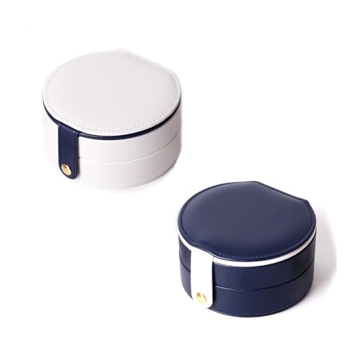 SHELFLOVER Reise-Schmuckschatulle, leicht zu transportieren, kleiner Schmuck-Organizer für Damen und Mädchen, PU-Leder, Mini-Aufbewahrungsbox, tragbar, für Halsketten, Ohrringe, Ringe, Armband, 2 von SHELFLOVER
