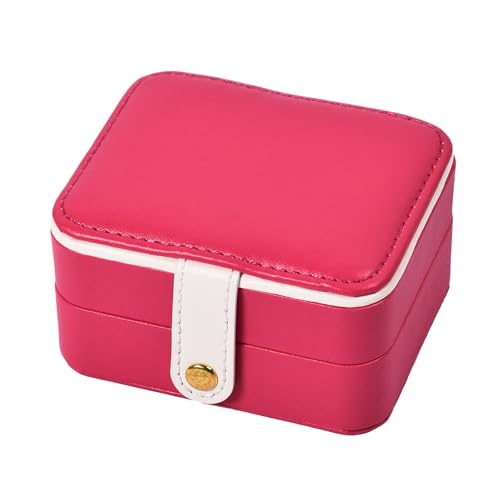 SHELFLOVER Reise-Schmuckschatulle, leicht zu transportieren, kleiner Schmuck-Organizer für Damen und Mädchen, PU-Leder, Mini-Halter, Aufbewahrungsbox, tragbar, für Halsketten, Ohrringe, Ringe von SHELFLOVER