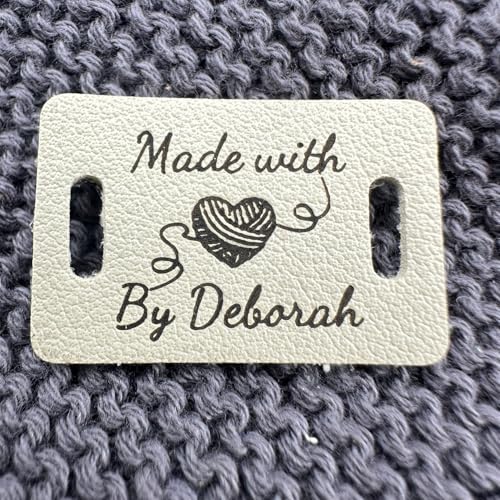 10 Stück Personalisierte 20x30mm Rechteckige Kunstleder Etiketten, Benutzerdefinierter Text Oder Logo Kleidungsetiketten, Wollherzstrang Handgemachte Artikel, Anhänger For Häkeln(Style1) von SHENGBEIDZ