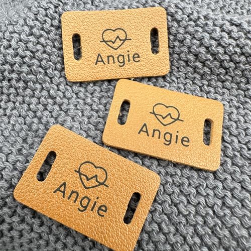 10 Stück Personalisierte 20x30mm Rechteckige Kunstleder Etiketten, Benutzerdefinierter Text Oder Logo Kleidungsetiketten, Wollherzstrang Handgemachte Artikel, Anhänger For Häkeln(Style2) von SHENGBEIDZ
