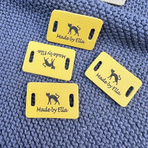 10 Stück Personalisierte 20x30mm Rechteckige Kunstleder Etiketten, Benutzerdefinierter Text Oder Logo Kleidungsetiketten, Wollherzstrang Handgemachte Artikel, Anhänger For Häkeln(Style4) von SHENGBEIDZ