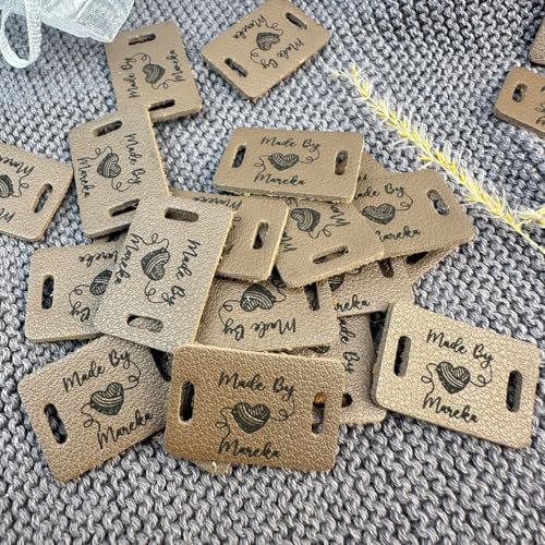 10 Stück Personalisierte 20x30mm Rechteckige Kunstleder Etiketten, Benutzerdefinierter Text Oder Logo Kleidungsetiketten, Wollherzstrang Handgemachte Artikel, Anhänger For Häkeln(Style6) von SHENGBEIDZ
