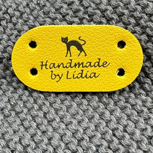 10 Stück Personalisierte Lederetiketten Für Strickwaren, Individuelle Lederetiketten Für Häkeln Und Kleidung, Handgefertigte Etiketten Für Strickmützen, Lederetiketten(Style3) von SHENGBEIDZ