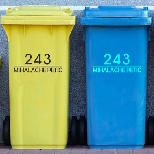 3 Stück Individuelle Mülltonnenaufkleber, Personalisierte Mülltonnenetiketten, Wasserfeste Und Wetterfeste Vinyl-Aufkleber, Hausnummer Und Straße, 5 Zoll - 10 Zoll(8 in) von SHENGBEIDZ