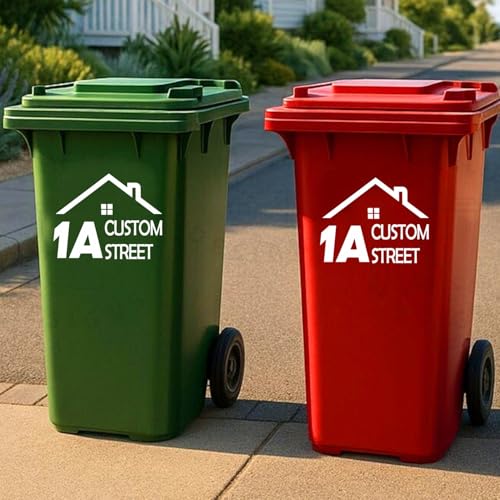 Personalisierte Mülltonnenaufkleber, 3er-Set, Individuelle Aufkleber Mit Hausnummer Und Straßennamen, Horizontale Mülltonnenaufkleber, Personalisierte Mülltonnenaufkleber(19CM) von SHENGBEIDZ