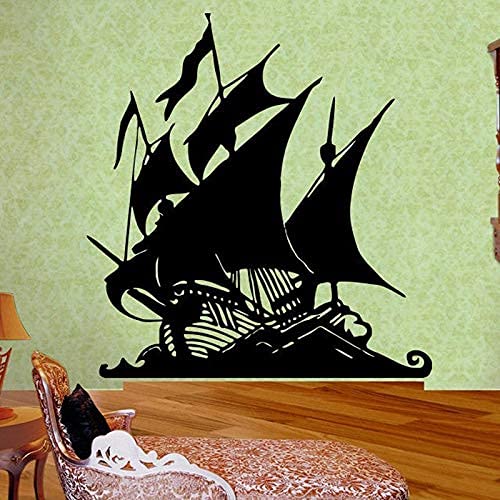 Cartoon Piratenschiff Wandtattoo Vinyl Piratenschiff Wand Geeignet Für Kinderzimmer Mädchen Junge Raumdekoration 57X60Cm von SHENGWW