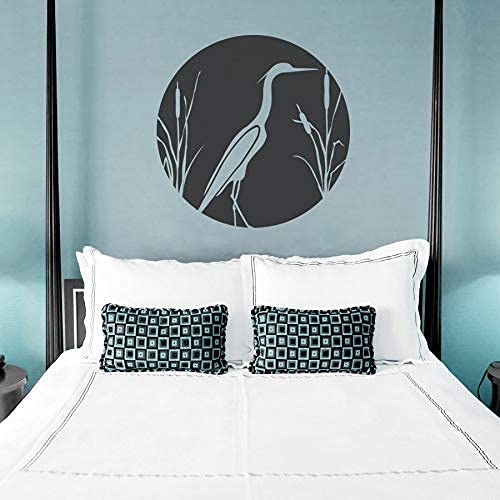Reiher Und Rohrkolben Wandtattoo Natur Vogel Rohrkolben Blau Reiher Vinyl Aufkleber Kunst Design Schlafzimmer Wohnkultur 63X63Cm von SHENGWW
