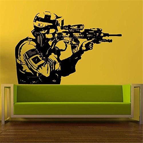 Vinyl Aufkleber Soldat Herren Sniper Home Decor Abnehmbare Wandtattoo Wohnzimmer Boy Room Wandaufkleber 58X40Cm von SHENGWW
