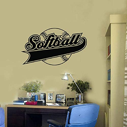 Wandtattoo Softball Ball Logo Wort Sport Stadion Schlafzimmer Dekoration Home Art Vinyl Wandaufkleber Abnehmbares Wandbild 57X32 Cm von SHENGWW