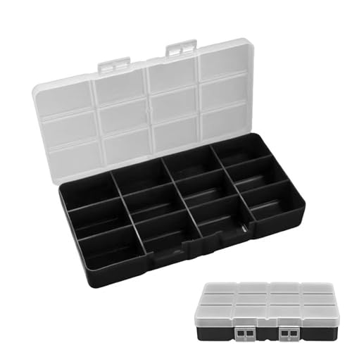 12-Fach Aufbewahrungsbox (2 Stück) –Schraubensortierbox mit Deckel – Kleinteilebox für Schrauben, Nägel & Bastelzubehör –Stabile Sortierbox mit verdickten Fächern – Ideal für Werkstatt, Garage & Hobby von SHENGYIG