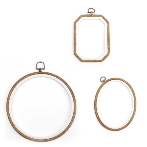 SHENGYIG 3 Stück Stickrahmen Set, Kunststoff-Imitation Holzmaserung Gestickte Rahmen, Drei Formen Kreuzstich Rahmen, Holzimitat Stickrahmen, für Stickerei, Kreuzstich, DIY-Dekoration SHENGYIG 3 Stück Stickrahmen Set, Kunststoff-Imitation Holzmaserung Gestickte Rahmen, Drei Formen Kreuzstich Rahmen, Holzimitat Stickrahmen, für Stickerei, Kreuzstich, DIY-Dekoration von SHENGYIG