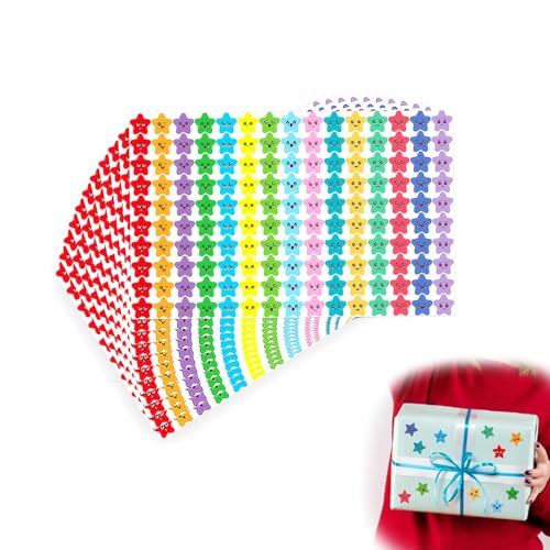 SHENGYIG 50 Seiten Sticker Sterne, 7500 Belohnungssticker, Selbstklebend, 1 cm Aufkleber Sterne, 15 Muster, für Auszeichnungen, Geschenke, Dekorationen von SHENGYIG