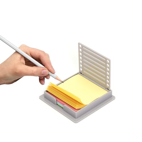 SHENGYIG Haftnotiz-Schablone, Haftnotizen-Box mit Vorlage, Haftnotizhalter mit Schablone 4 Farben, Sticky Note Halter mit Schablonen mit 100 Haftnotizen zum Organisieren von Notizen von SHENGYIG