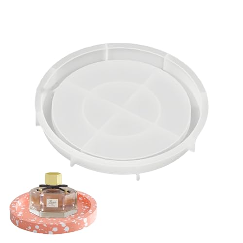SHENGYIG Silikonformen Gießformen Tablett, 21 cm Silikonform Untersetzer, Runde Silikonform Epoxidharz, Hitzebeständige, für Tabletts, Untersetzer, Seifenschalen von SHENGYIG
