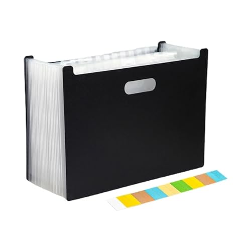 Erweiterbare Aktenordner A4-Akkordeon-Ordner, klare Index-Etiketten, erweiterbarer Dokumentenordner, Datei-Organizer, Schreibtisch-Management for Büro-Aktenschrank(Black) von SHENJMAI
