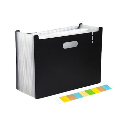 Erweiterbare Aktenordner A4-Akkordeon-Ordner, klare Index-Etiketten, erweiterbarer Dokumentenordner, Datei-Organizer, Schreibtisch-Management for Büro-Aktenschrank(Black) von SHENJMAI