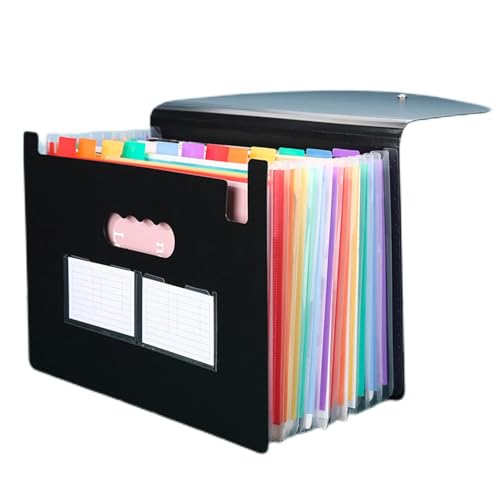 Erweiterbare Aktenordner A4-Akkordeon-Ordner mit 13/25 Fächern, erweiterbare Aktenbox, monatlicher Rechnungsbeleg-Organizer for Klassenzimmer, Heimbüro und Reisen(13 Pockets) von SHENJMAI