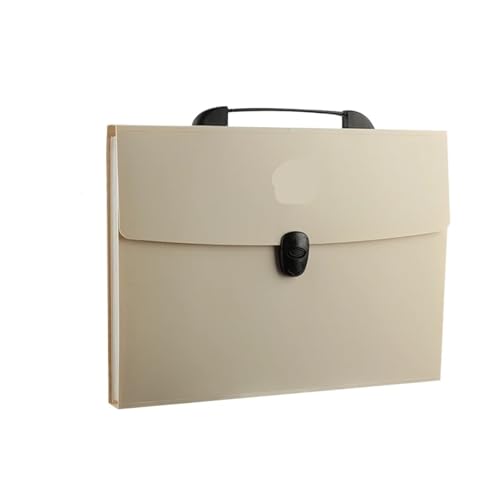 Erweiterbare Aktenordner A4-Dateiordner, 13 Schichten, modische Aufbewahrungstasche, Testpapier, Desktop-Werkzeug, Schule, Schreibwaren, Bürobedarf(Beige) von SHENJMAI