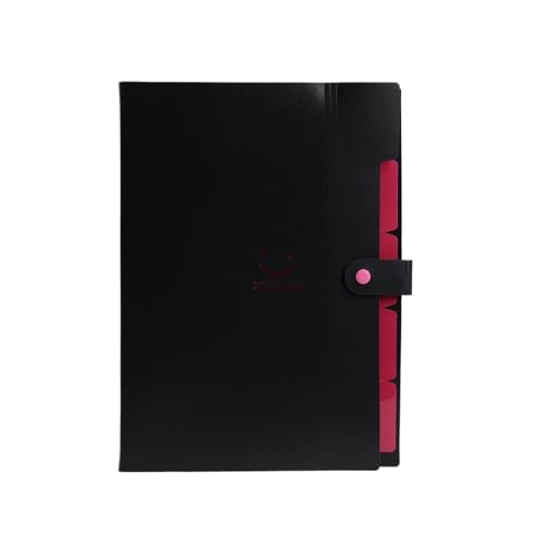 Erweiterbare Aktenordner A4-Dokumentenaufbewahrungstaschen, 5-seitige klassische Akkordeon-Aktenordner mit Kunststoffmaterial und Testrollenhalter(Black) von SHENJMAI
