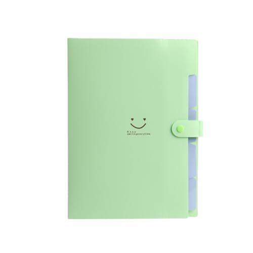 Erweiterbare Aktenordner A4-Dokumentenaufbewahrungstaschen, 5-seitige klassische Akkordeon-Aktenordner mit Kunststoffmaterial und Testrollenhalter(Green) von SHENJMAI