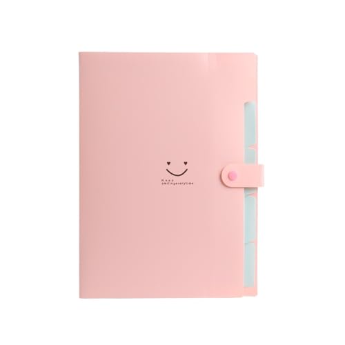 Erweiterbare Aktenordner A4-Dokumentenaufbewahrungstaschen, 5-seitige klassische Akkordeon-Aktenordner mit Kunststoffmaterial und Testrollenhalter(Pink) von SHENJMAI