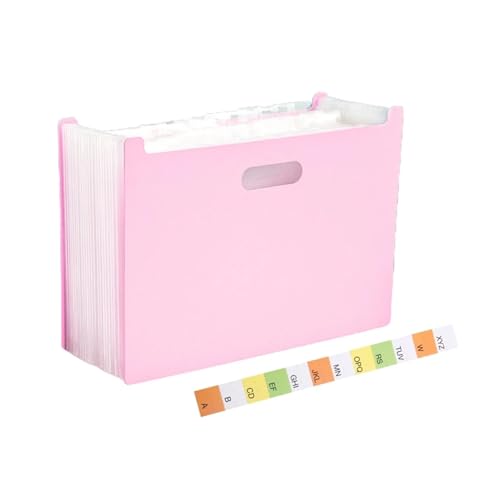 Erweiterbare Aktenordner Erweiterbarer Akkordeon-Ordner, A4-Aktenordner, Dokumenten-Organizer, max. 2000 Blatt, tragbare Griffe for Schule, Büro, Zuhause(Pink) von SHENJMAI