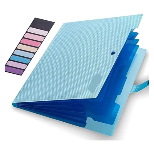 Erweiterbare Aktenordner Fächermappe mit 5 Fächern for Dokumente, tragbarer Papier-Organizer for Schulbürobedarf im A4-Format(Blue) von SHENJMAI