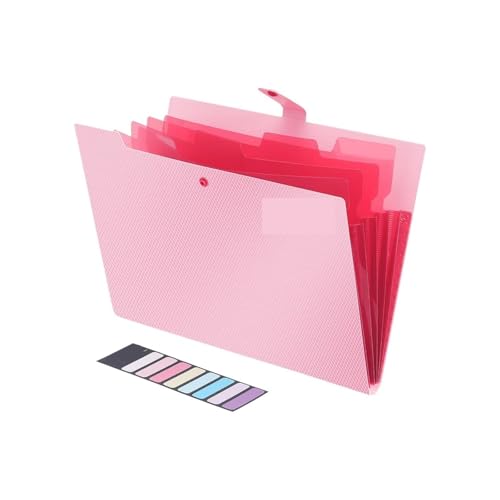 Erweiterbare Aktenordner Fächermappe mit 5 Fächern for Dokumente, tragbarer Papier-Organizer for Schulbürobedarf im A4-Format(Pink) von SHENJMAI