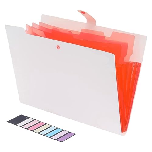 Erweiterbare Aktenordner Fächermappe mit 5 Fächern for Dokumente, tragbarer Papier-Organizer for Schulbürobedarf im A4-Format(White) von SHENJMAI