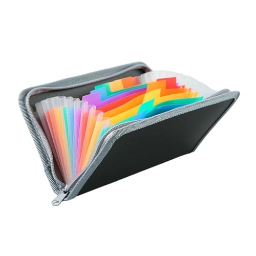 Erweiterbare Aktenordner Quittungs-Coupon-Organizer mit 13 Fächern, Quittungsmappe, kleiner erweiterbarer Aktenordner, kleiner Akkordeon-Ordner mit Reißverschluss(Gray) von SHENJMAI