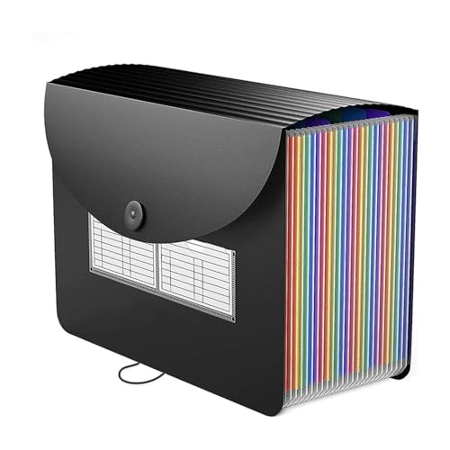 Erweiterbare Aktenordner Taschen Fächermappe A4 Letter-Format Tragbarer Dokumentenhalter Schwarz Aktenordner Schreibtischaufbewahrung Akkordeon-Aktenprodukt(24 grids-A) von SHENJMAI