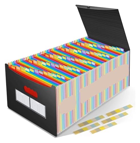 Erweiterbare Aktenordner Taschen Fächermappe A4 Letter-Format Tragbarer Dokumentenhalter Schwarz Aktenordner Schreibtischaufbewahrung Akkordeon-Aktenprodukt(60 grids-A) von SHENJMAI