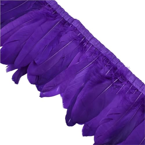 Feder zum Basteln, 10 m, Federbordüre, Bastelzubehör, Federn, Fransenband, Karneval, Pflumas, Kleid, Dekoration (lila) von SHENJMAI