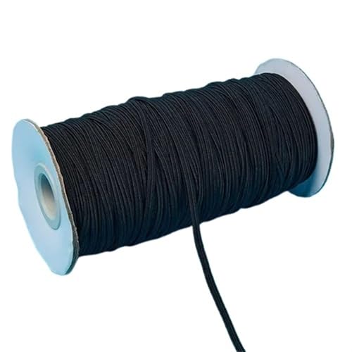 SHENJMAI Elastische Bänder zum Nähen, 3 mm, 6 mm, buntes Gummiband, Nähband, elastisches Elastanband, Besatz, Nähstoff, DIY, Kleidungszubehör (schwarz, 6 mm, 27 m) von SHENJMAI
