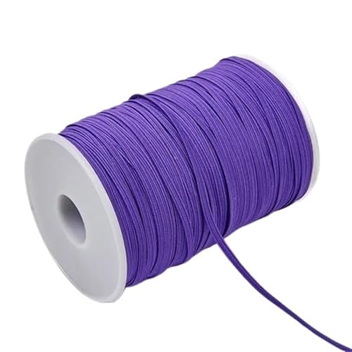 SHENJMAI Elastische Bänder zum Nähen, 3 mm, 6 mm, buntes Gummiband, Nähband, elastisches Spandex-Band, Besatz, Nähstoff, DIY, Kleidungszubehör (Dunkelviolett, 3 mm, 27 m) von SHENJMAI