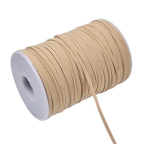 SHENJMAI Elastische Bänder zum Nähen, 3 mm, 6 mm, buntes Gummiband, Nähband, elastisches Spandex-Band, Besatz, Nähstoff, DIY, Kleidungszubehör (Khaki, 3 mm, 27 m) von SHENJMAI