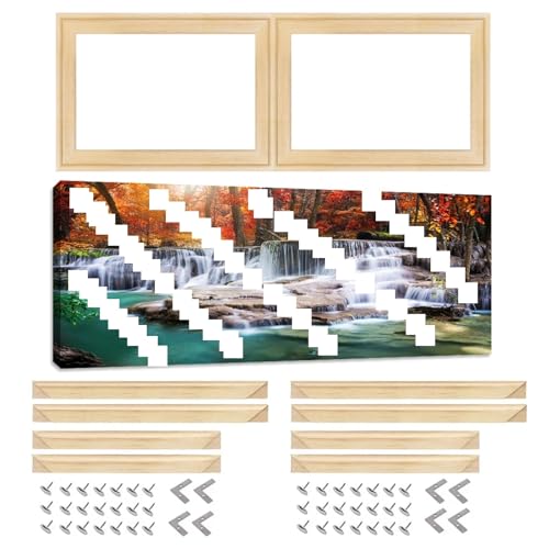 SHENJMAI Keilrahmen für leinwand DIY-Bild aus Holz, Wandkunst, großer Rahmen, Leinwand, Keilrahmen-Set for Ölgemälde, Posterrahmen, Wohnzimmer, Heimdekoration(Width 130cm(65cmx2),Height 30cm) von SHENJMAI