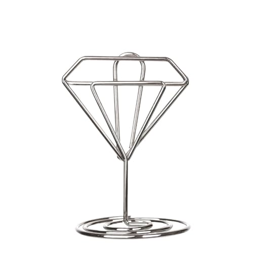 SHENJMAI Tischnummern-Kartenhalter 1 STÜCK Verschiedene Formen Tischkartenhalter Metallic Tischnummernständer Papierklemme Romantische Fotoklammer Desktop-Dekoration(Diamond Silver) von SHENJMAI