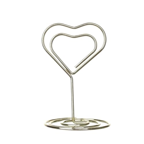 SHENJMAI Tischnummern-Kartenhalter 1 STÜCK Verschiedene Formen Tischkartenhalter Metallic Tischnummernständer Papierklemme Romantische Fotoklammer Desktop-Dekoration(Gold-Type1-1pc) von SHENJMAI