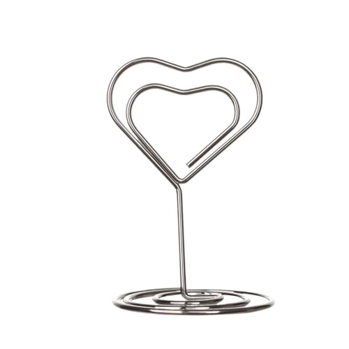SHENJMAI Tischnummern-Kartenhalter 1 STÜCK Verschiedene Formen Tischkartenhalter Metallic Tischnummernständer Papierklemme Romantische Fotoklammer Desktop-Dekoration(Silver-Type1-1pc) von SHENJMAI